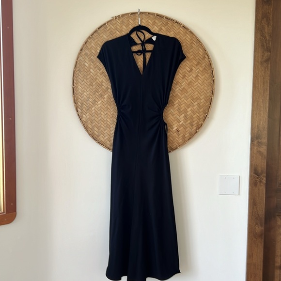 A.L.C. SYNARA V-NECK BLACK MIDI DRESS WITH CUT-OUTS - Picture 7 of 15